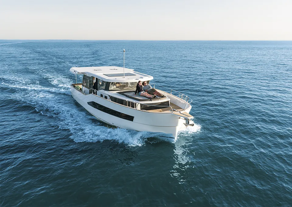 A Delphia cruising across open water